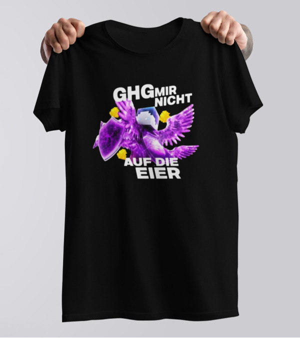 GHG Mir Nicht Auf Die Eier Minecraft Bird Shield Purple T-Shirt