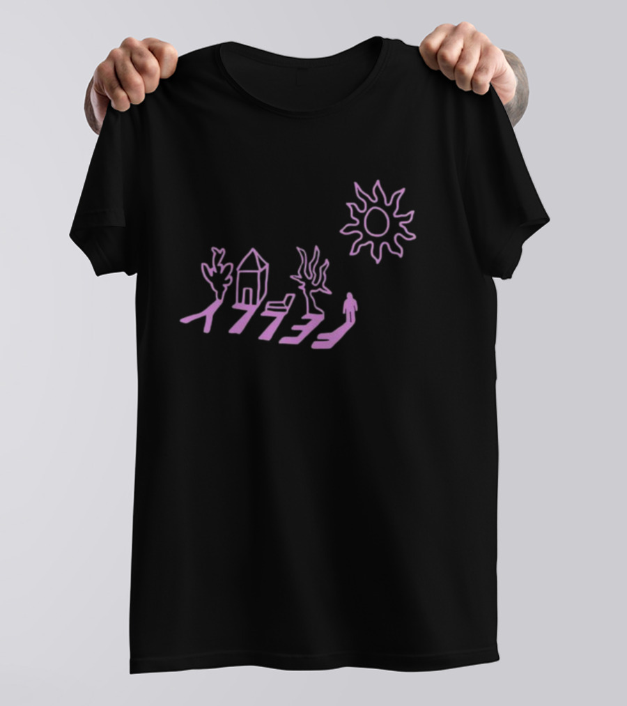Felly Shadow Tree House Person Sun Pink T-Shirt