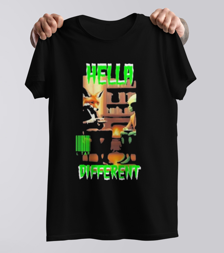 Hella Different Fox And Alien Enjoying A Spot Of Tea T-Shirt
