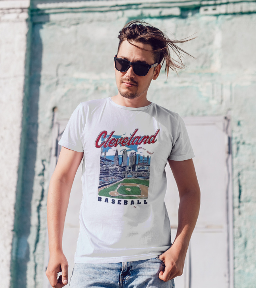 Cleveland Baseball Skyline Stadium Scene T-Shirt
