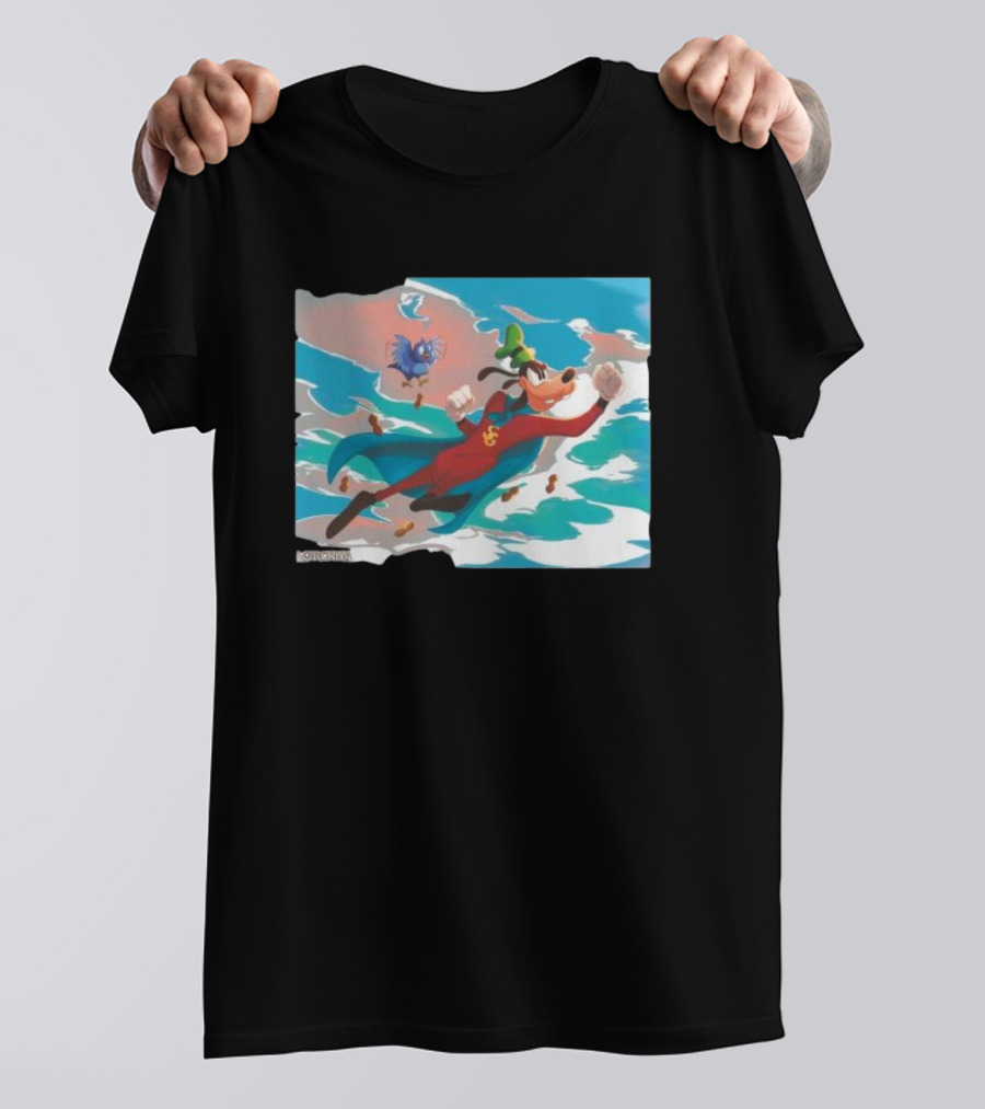 Disney Lorcana Super Goof Flying Hero Dog Adventure With Blue Bird Companion T-Shirt
