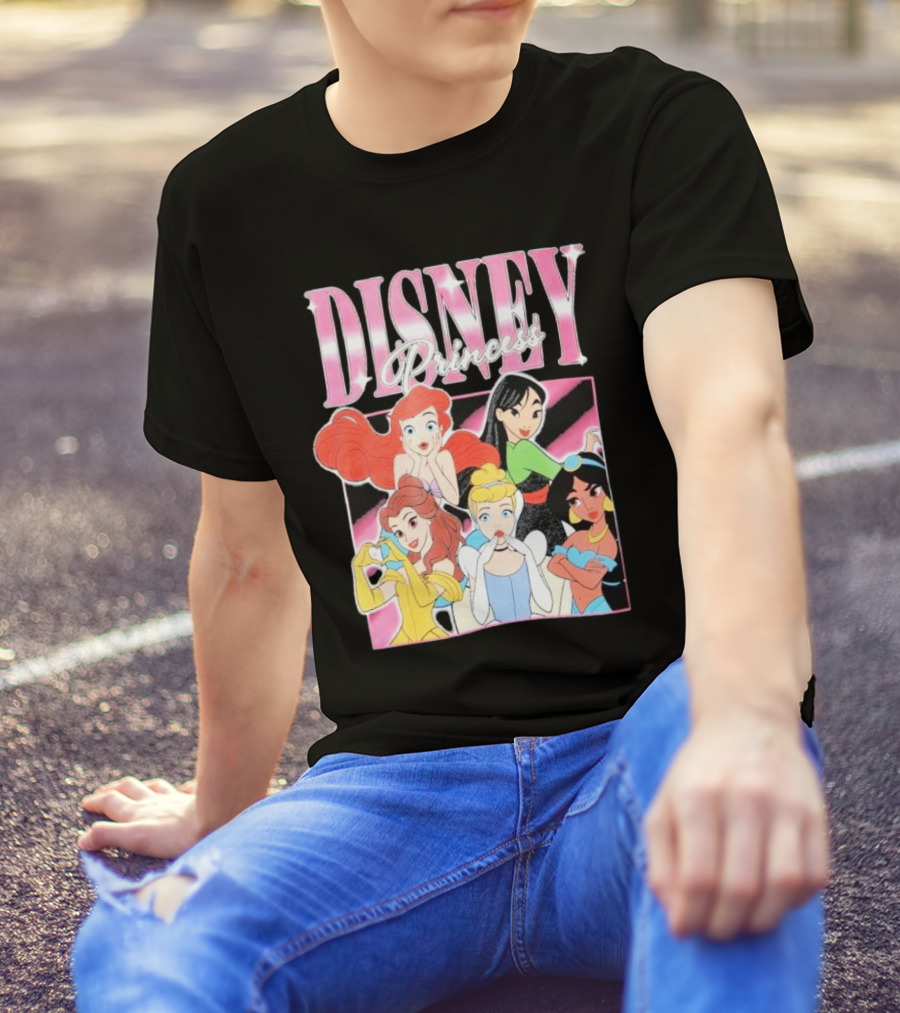 Disney Princess Group Ariel Belle Cinderella Jasmine Mulan T-Shirt