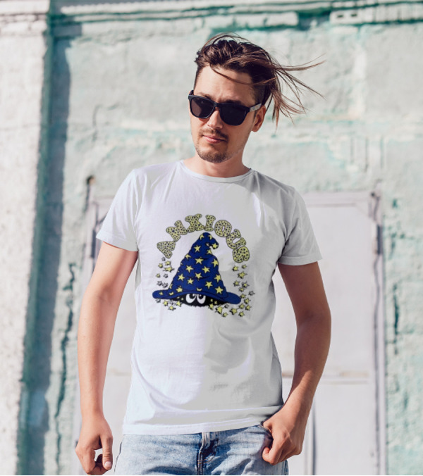 Anxious Wizard Hat With Stars And Bubbles T-Shirt