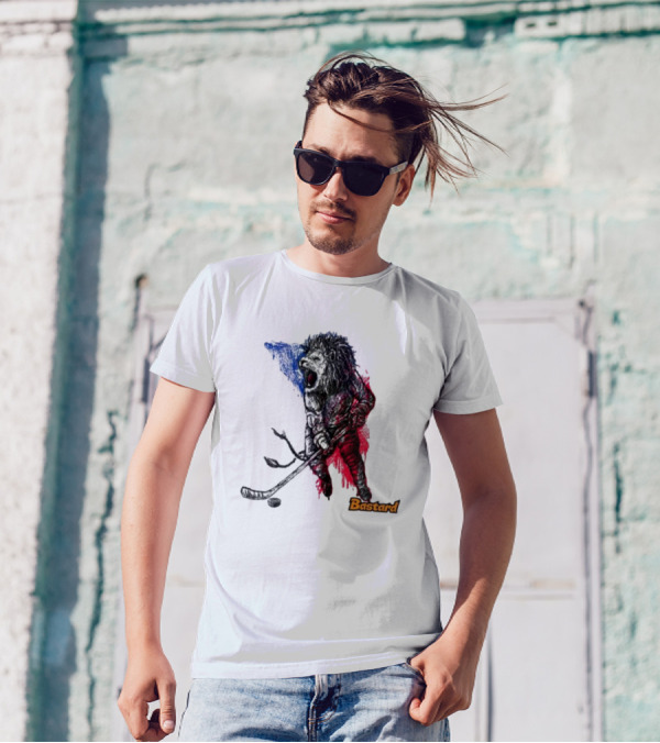 Vtipné Hokejové Potisky Bastard Lví Hokejista Trikolora T-Shirt
