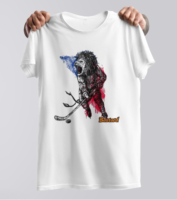 Vtipné Hokejové Potisky Bastard Lví Hokejista Trikolora T-Shirt