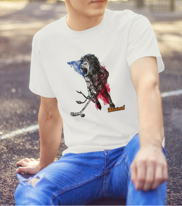 Vtipné Hokejové Potisky Bastard Lví Hokejista Trikolora T-Shirt