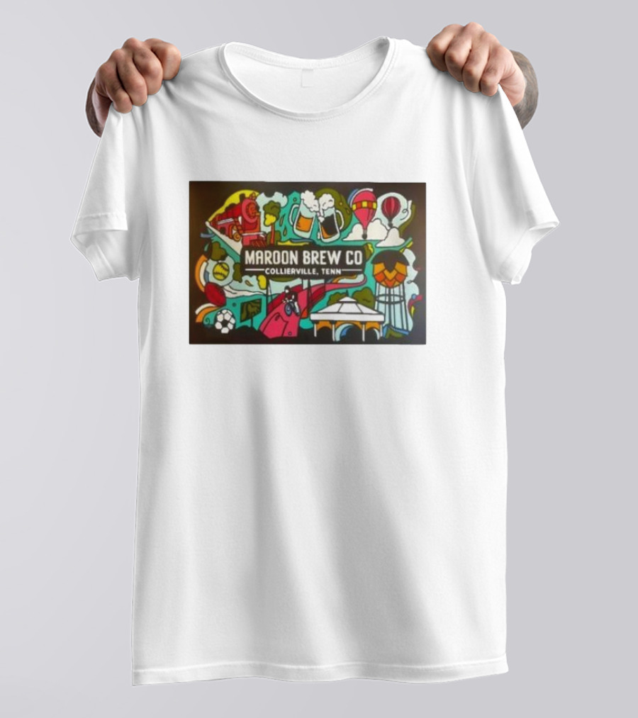 Maroon Brew Co Collierville Tenn Colorful Iconic Beer And Hot Air Balloon T-Shirt