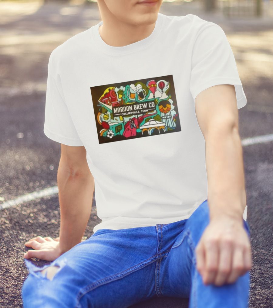 Maroon Brew Co Collierville Tenn Colorful Iconic Beer And Hot Air Balloon T-Shirt