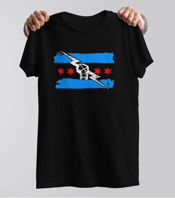 Best In The World CM Punk Lightning Fist With Chicago Flag Stars T-Shirt
