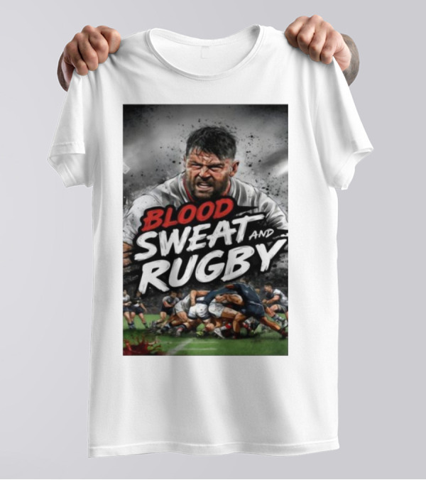 Blood Sweat And Rugby Intense Match Action Rugby Players T-Shirt