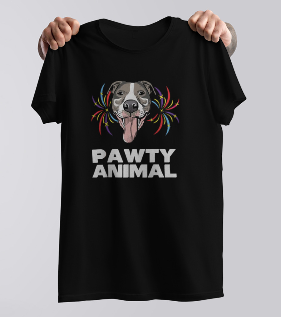 Pawty Animal Dog Lovers Partying Funny Mens Dog T-Shirt