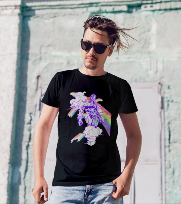 Hoshipieces Weather 9oz Manga Style Purple Cloud Man With Rainbow Elements T-Shirt