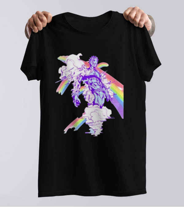 Hoshipieces Weather 9oz Manga Style Purple Cloud Man With Rainbow Elements T-Shirt
