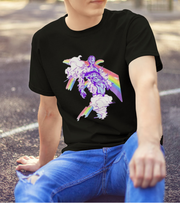 Hoshipieces Weather 9oz Manga Style Purple Cloud Man With Rainbow Elements T-Shirt