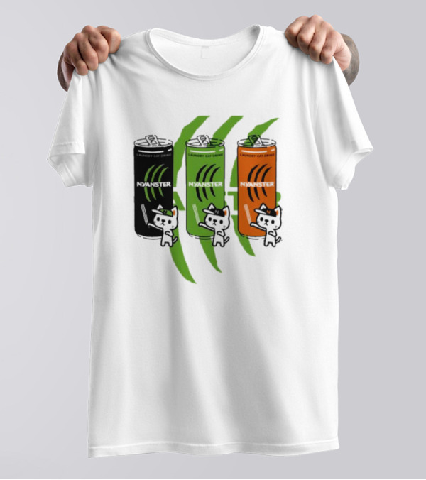 Laundry Cat Drink Nyanster Cans With Three Cats T-Shirt