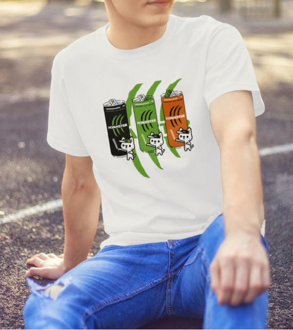 Laundry Cat Drink Nyanster Cans With Three Cats T-Shirt