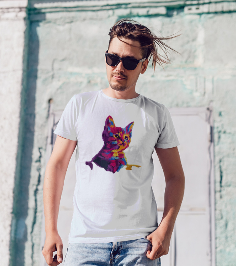 Kitten Colorful Art For Cat Lovers T-Shirt