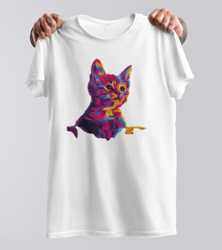 Kitten Colorful Art For Cat Lovers T-Shirt