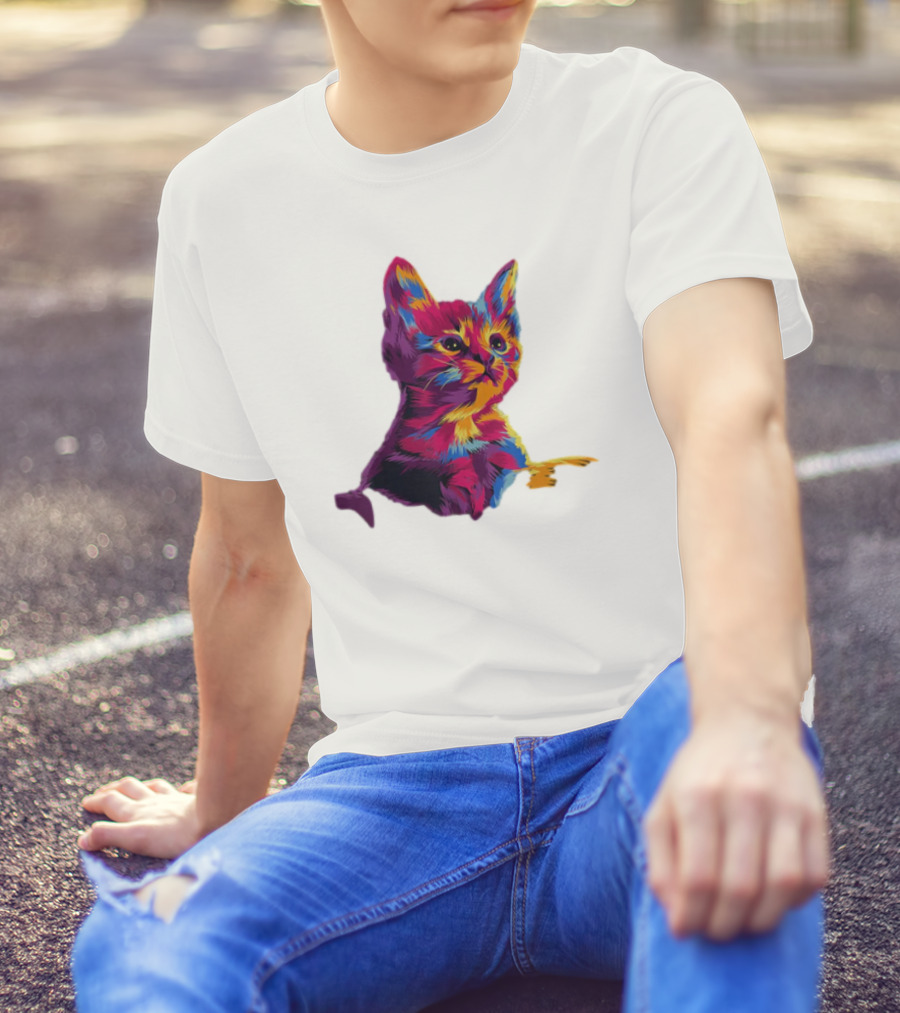 Kitten Colorful Art For Cat Lovers T-Shirt