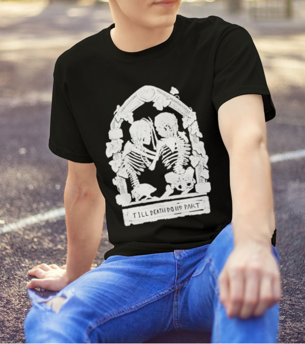 Till Death Do Us Part Skeleton Gothic Arch Motif T-Shirt