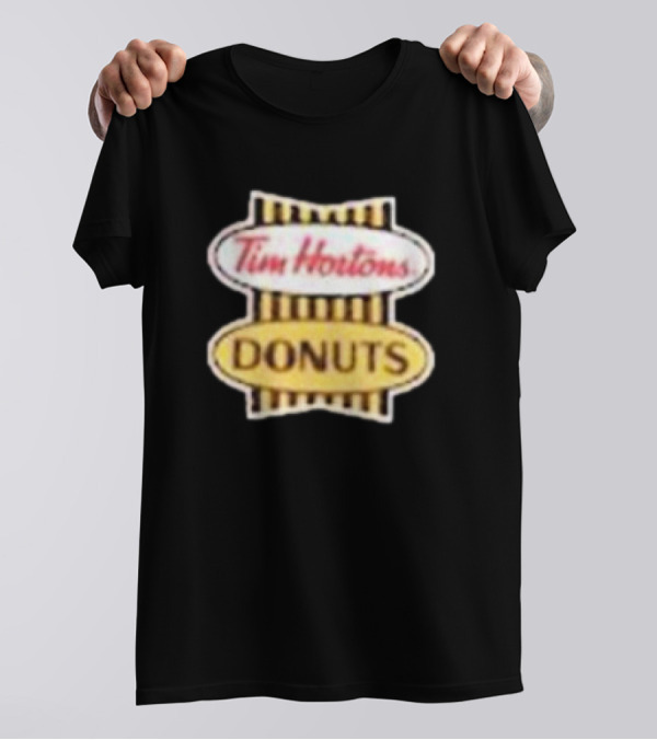 Tim Hortons Donuts Retro Logo Black And Yellow Stripes T-Shirt
