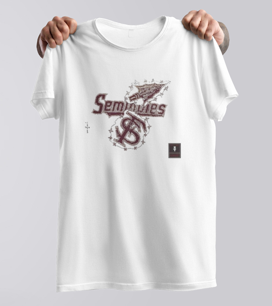 Travis Scott Cj X M&N X Florida State University Seminoles Hand Drawn T-Shirt