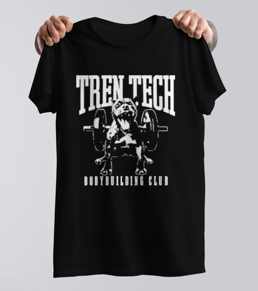 TREN TECH Bodybuilding Club Bulldog With Barbell T-Shirt