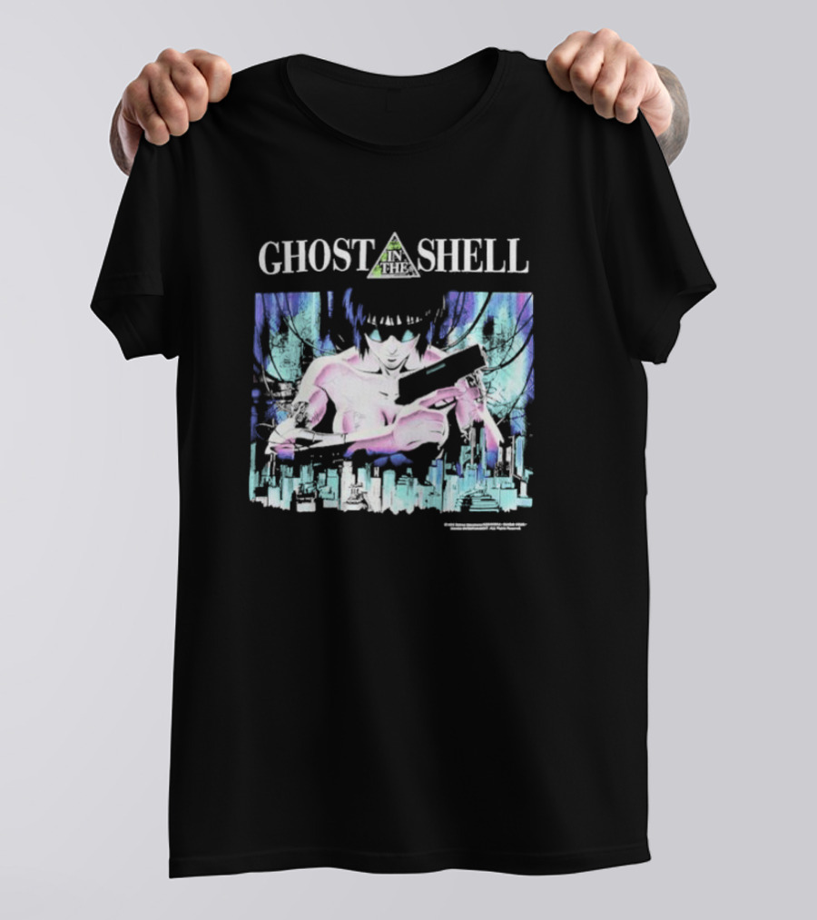 Ghost In The Shell Girl With Gun Cyberpunk City Image T-Shirt