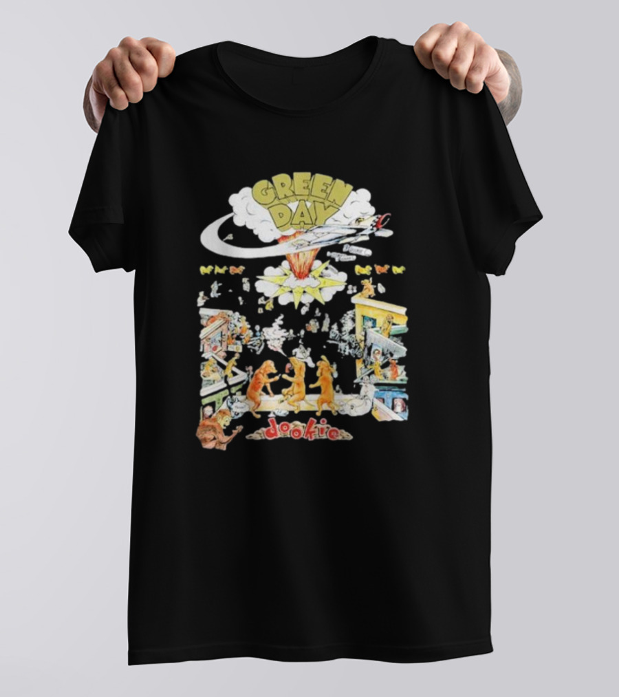 Green Day Dookie Cartoon Explosion Scene T-Shirt