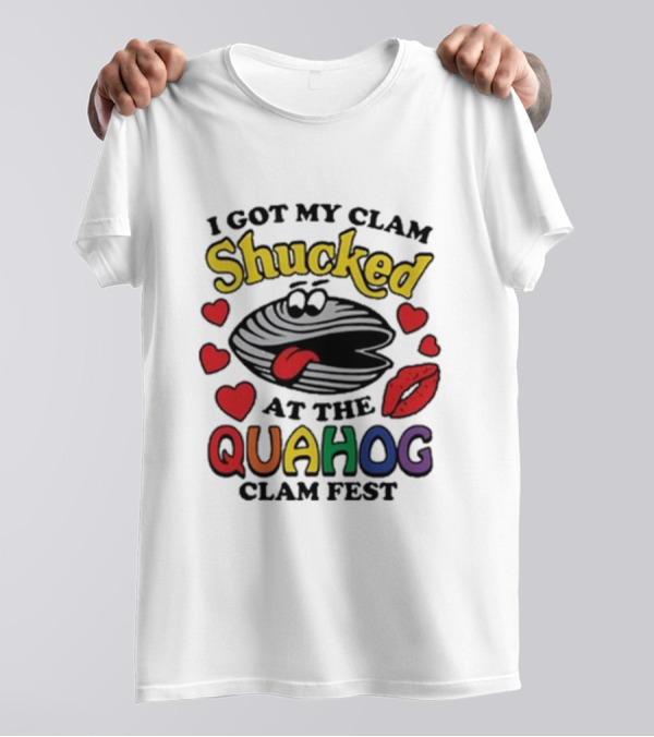 I Got My Clam Shucked At The Quahog Clam Fest Hearts And Lips T-Shirt