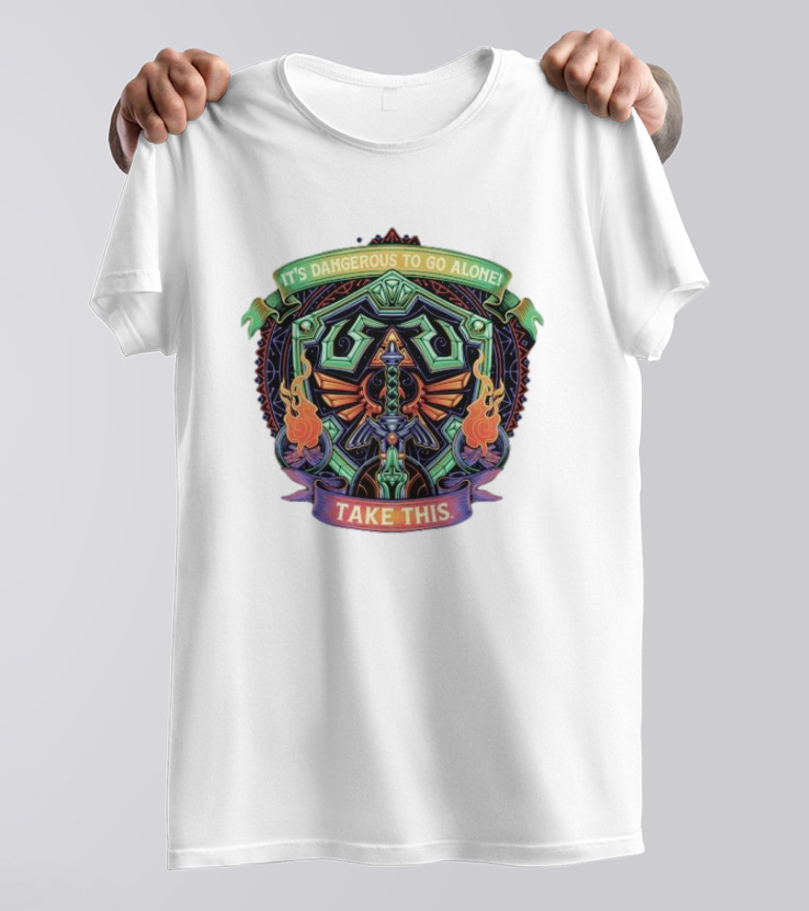 It’s Dangerous To Go Alone Take This Hylian Symbol And Master Sword T-Shirt