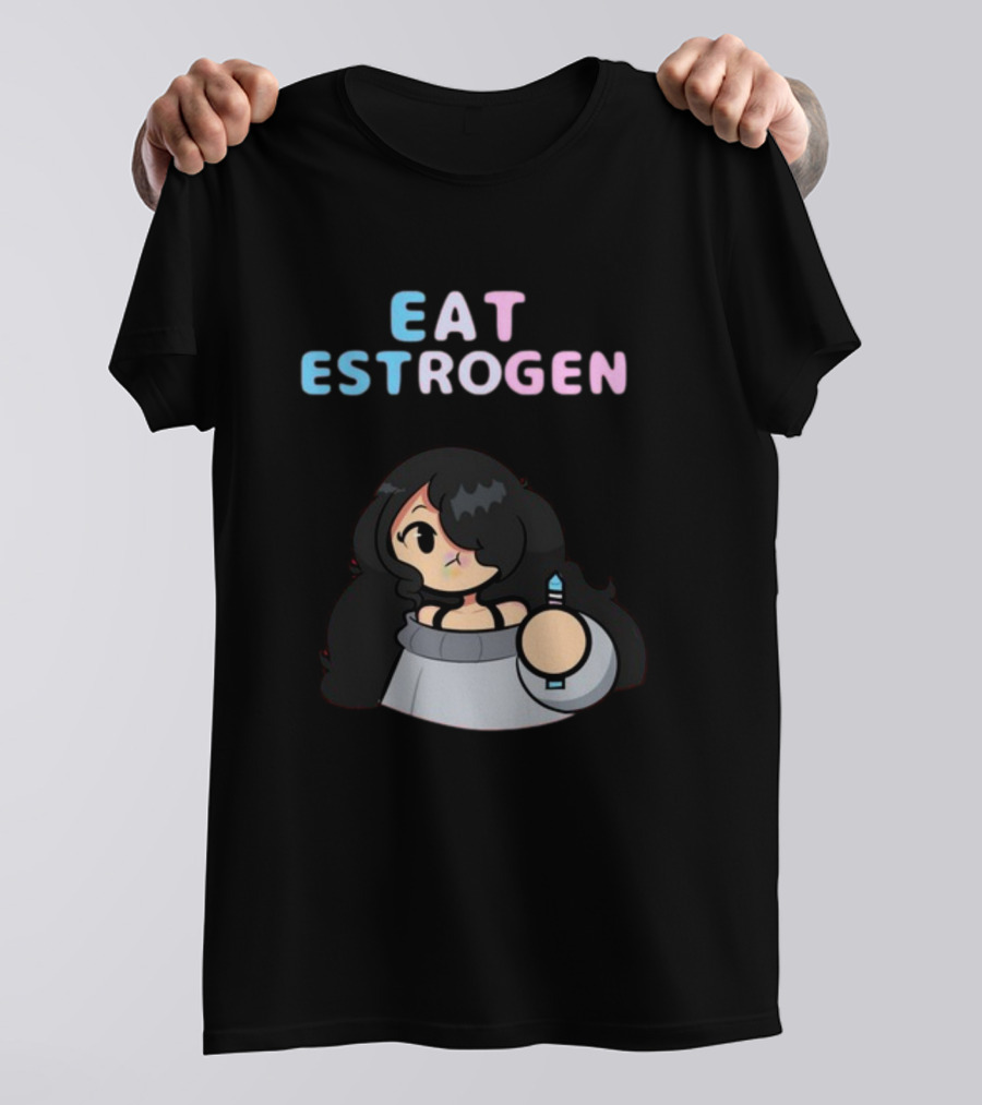 Eat Estrogen Cartoon Character Holding Syringe T-Shirt