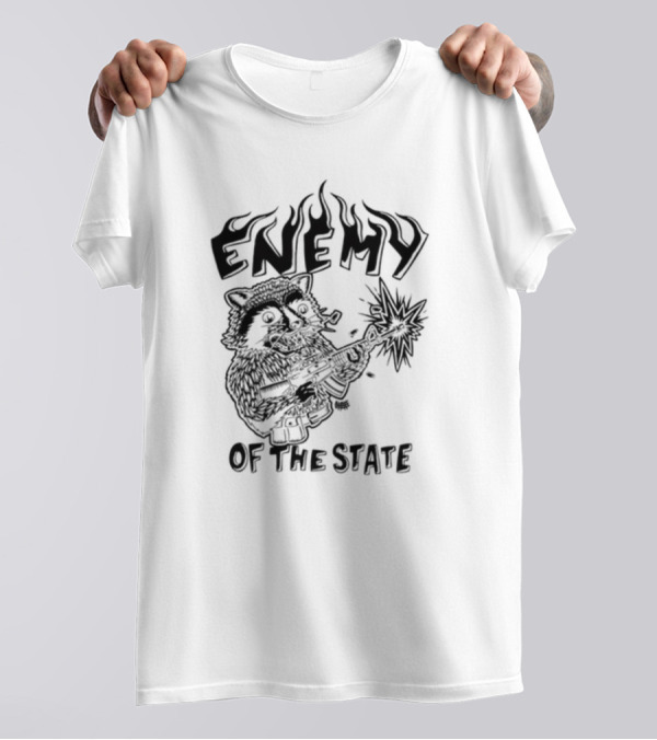 Punkwithacamera Enemy Of The State Raccoon With Flamethrower T-Shirt