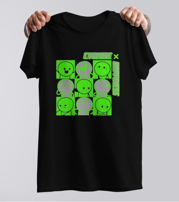 Cyanide X Happiness Neon Green Faces T-Shirt