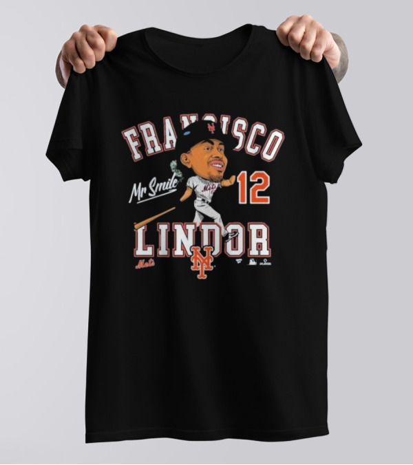 Francisco Lindor Mr Smile New York Mets 12 Caricature T-Shirt