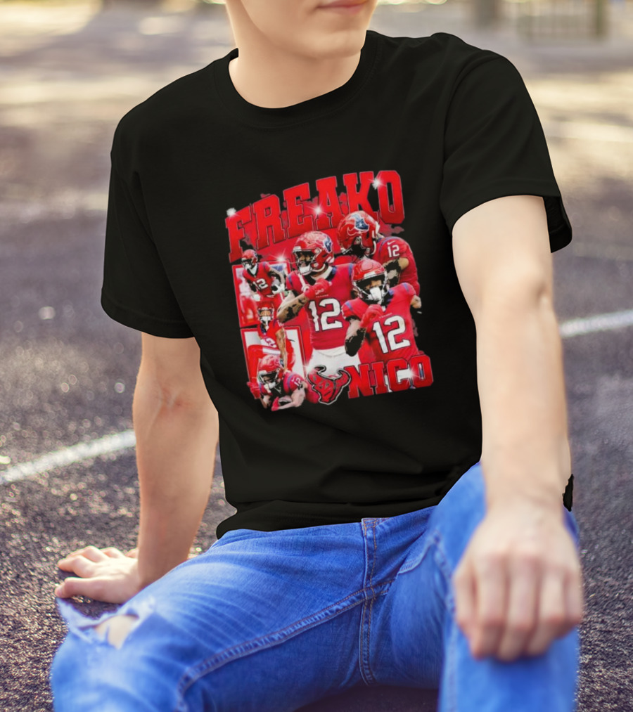 Houston Freako Nico 12 Football Player Collage T-Shirt