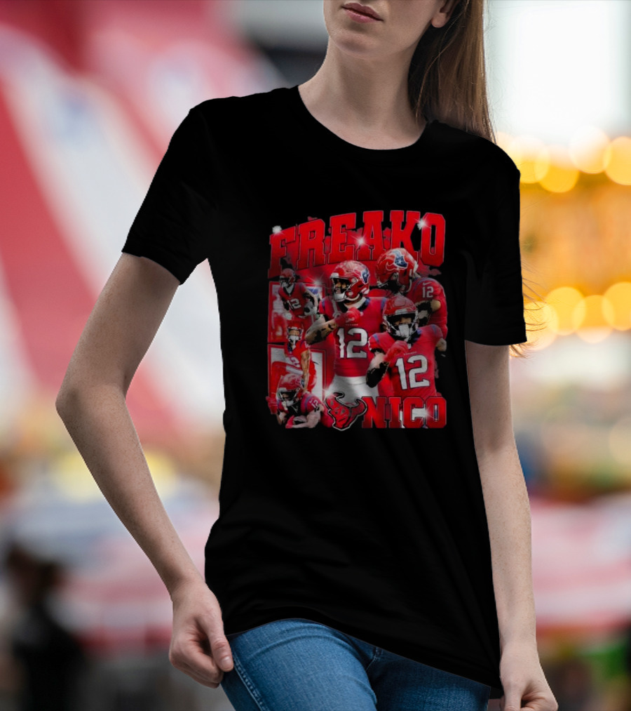Houston Freako Nico 12 Football Player Collage T-Shirt