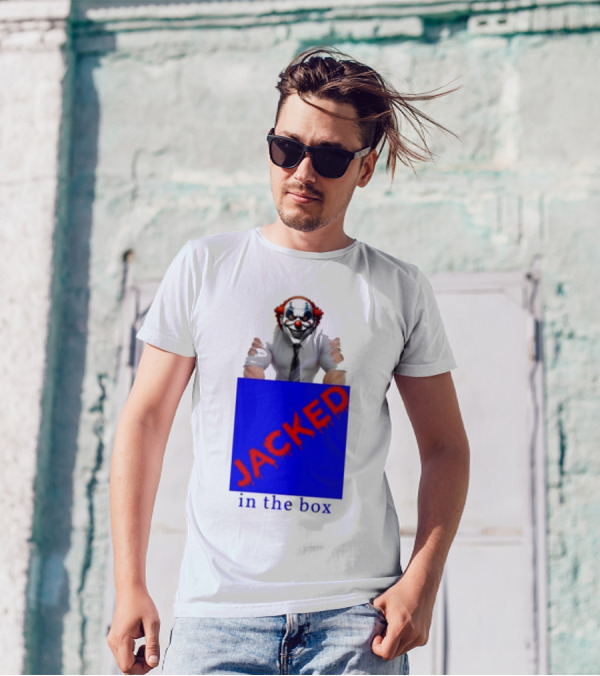 JACKED In The Box Clown Concept With Red-Blue Contrast T-Shirt