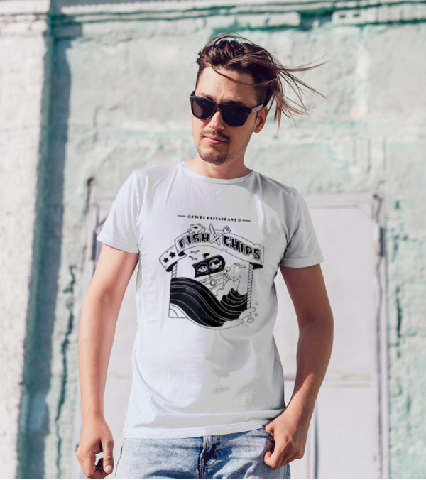 Jwri Restaurant Fish Chips Boat Adventure Waves T-Shirt