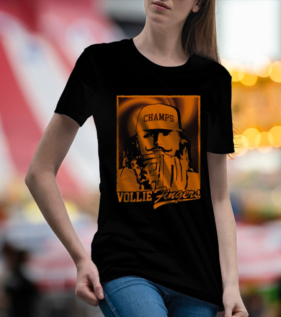 Vollie Fingers Champs Baseball Icon With Glove And Hat T-Shirt