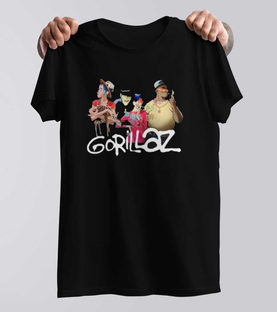 Gorillaz Band Characters With Deer Stonewashed T-Shirt