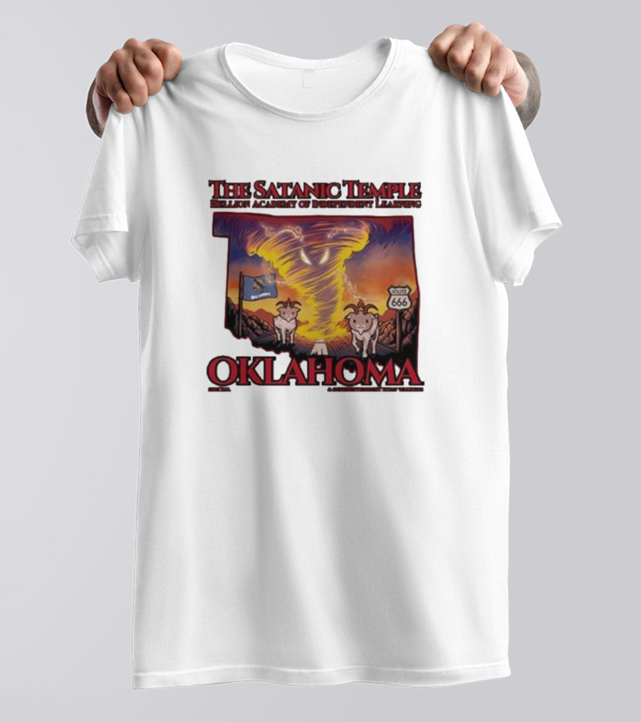 The Satanic Temple Campaign Oklahoma Route 666 Tornado Goats T-Shirt