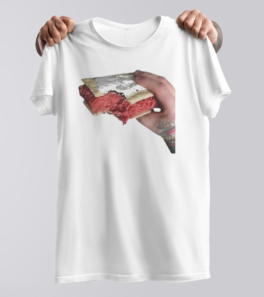 Man Holding Uncooked Meat Sandwich With Tattoos T-Shirt