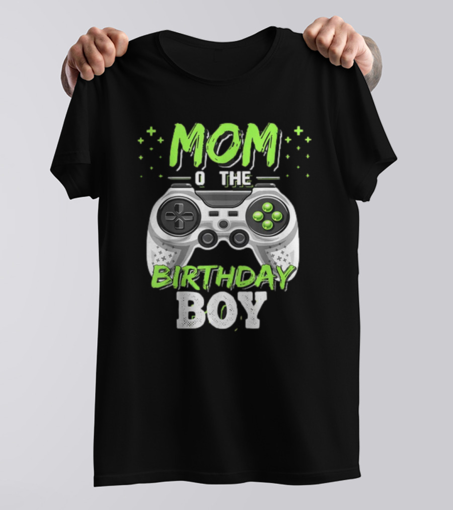 Mom Of The Birthday Boy Video Gamer Party Controller Matching T-Shirt
