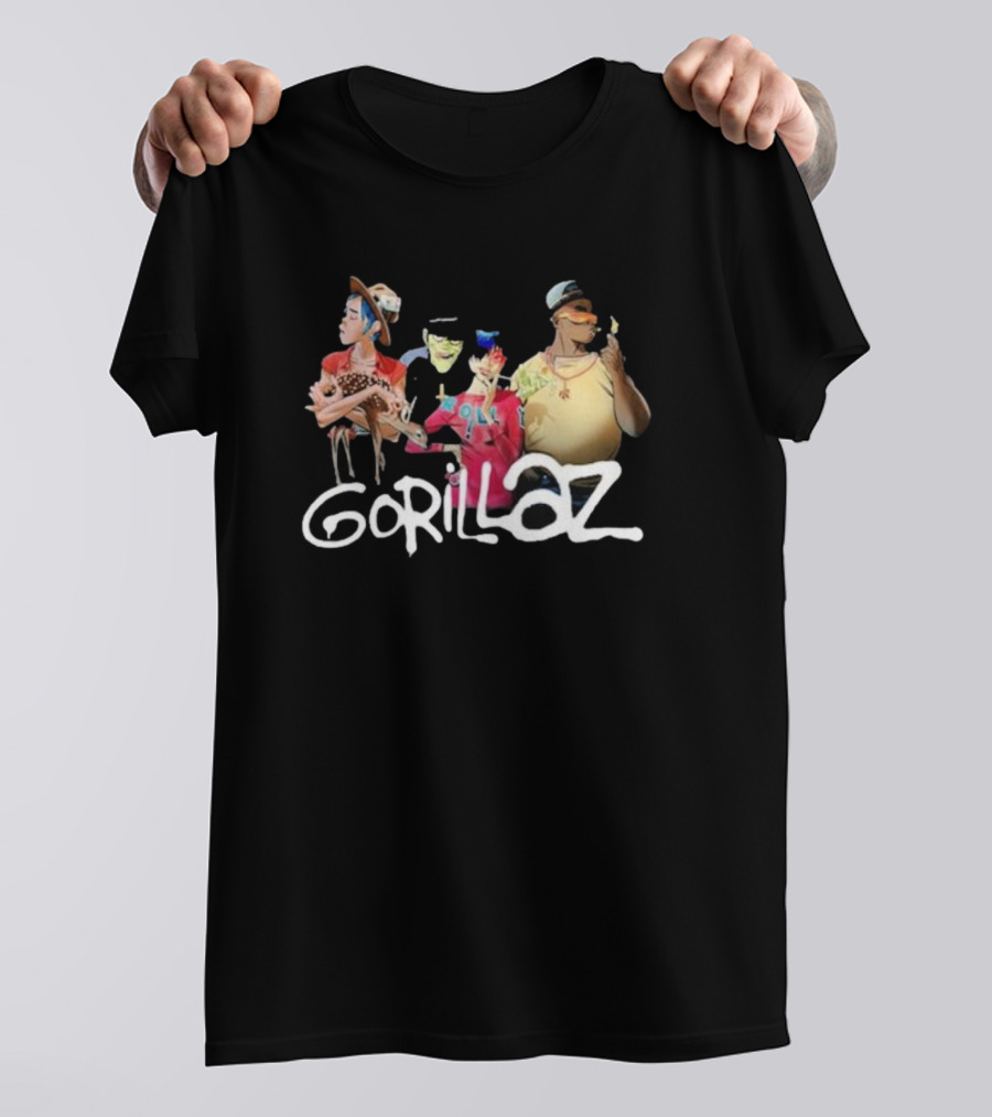 Gorillaz Group With Deer Characters Stonewashed T-Shirt