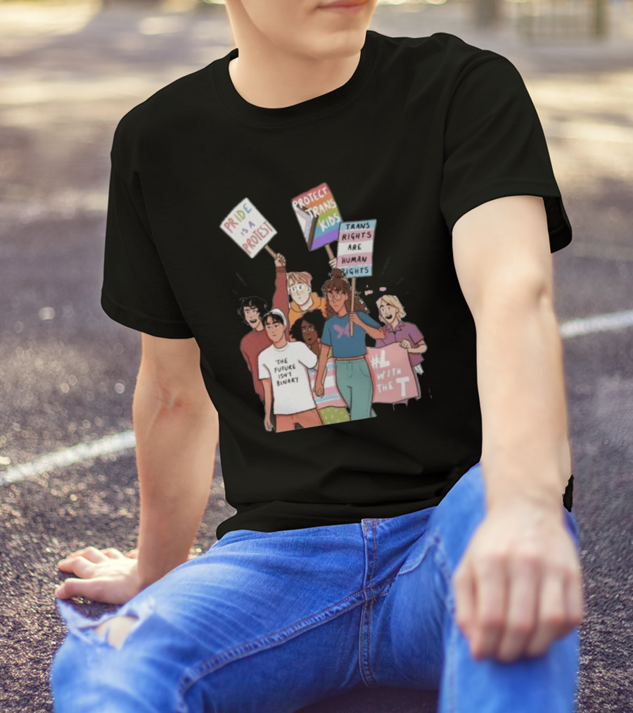 Heartstopper Pride Protest The Future Isn't Binary Protect Trans Kids Rights T-Shirt