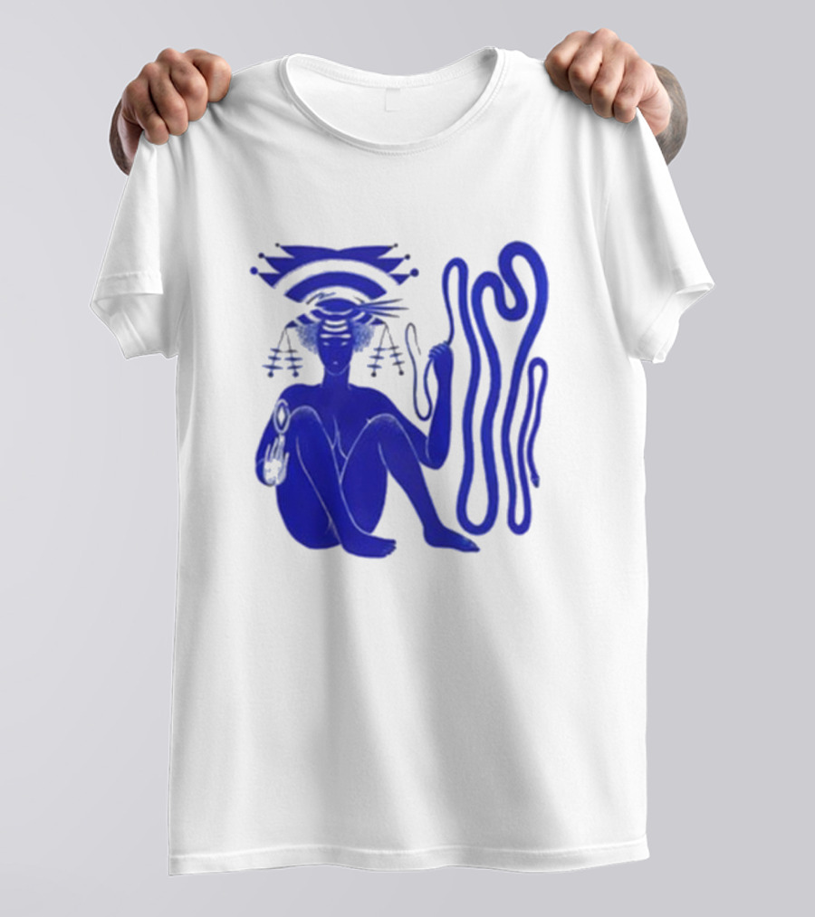 Hiatus Kaiyote Love Heart Cheat Code Abstract Blue Figure With Spiral Elements T-Shirt