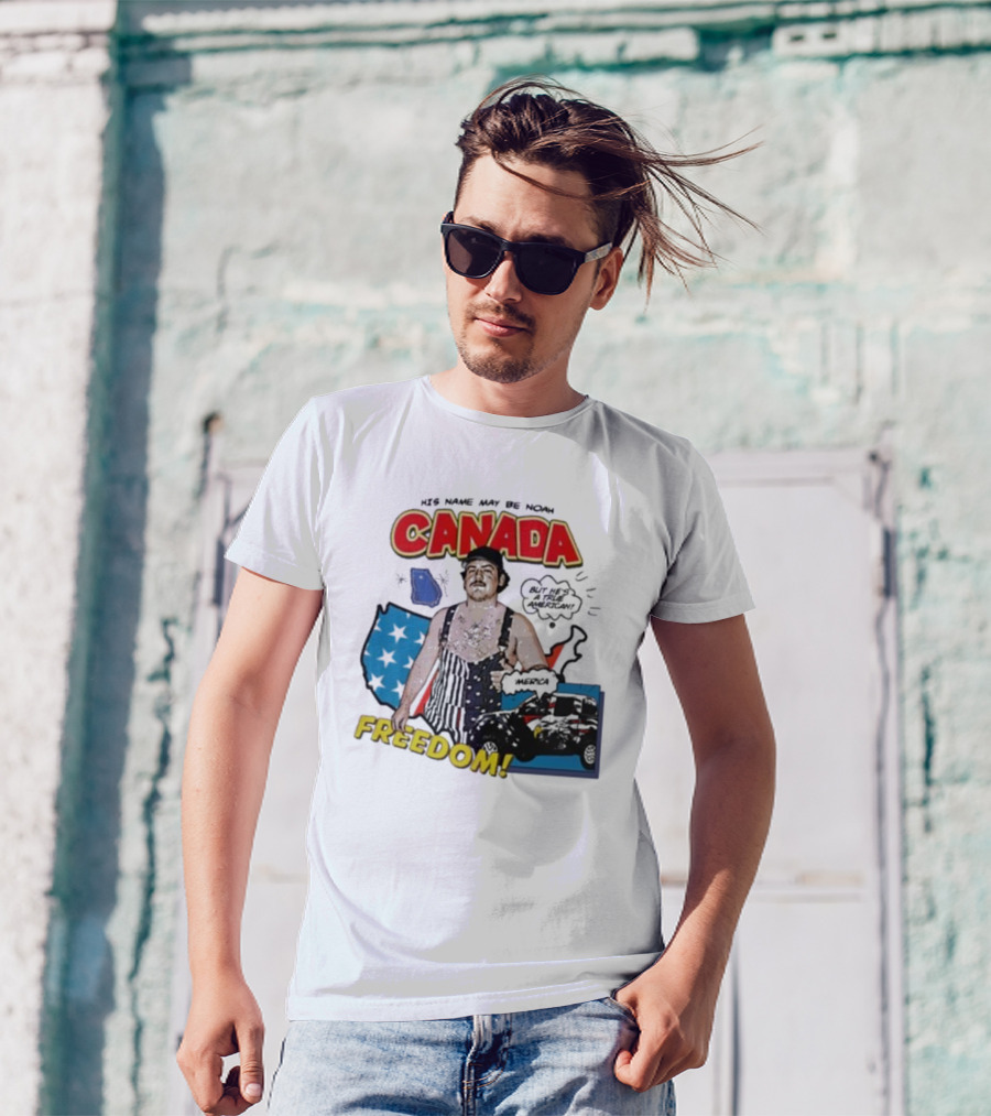 His Name May Be Noah Canada Freedom But He's A True American With USA Map And Stars T-Shirt
