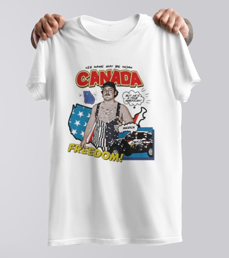 His Name May Be Noah Canada Freedom But He's A True American With USA Map And Stars T-Shirt