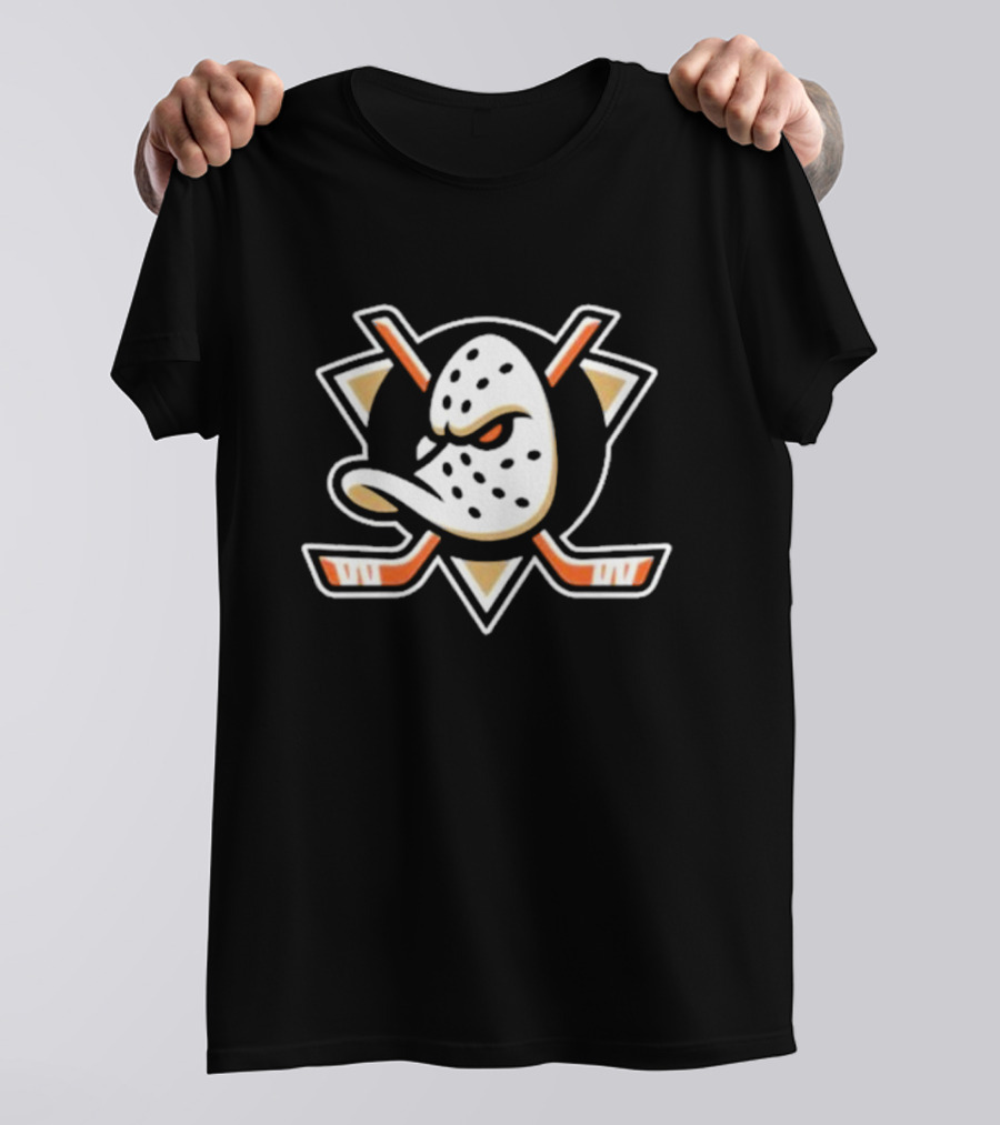 Anaheim Ducks Iconic Hockey Mask And Sticks Emblem T-Shirt
